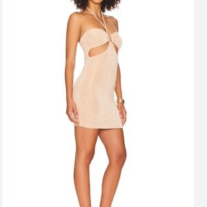❤️Revolve Superdown Cutout Tan Ines Halter Mini Dress Small
